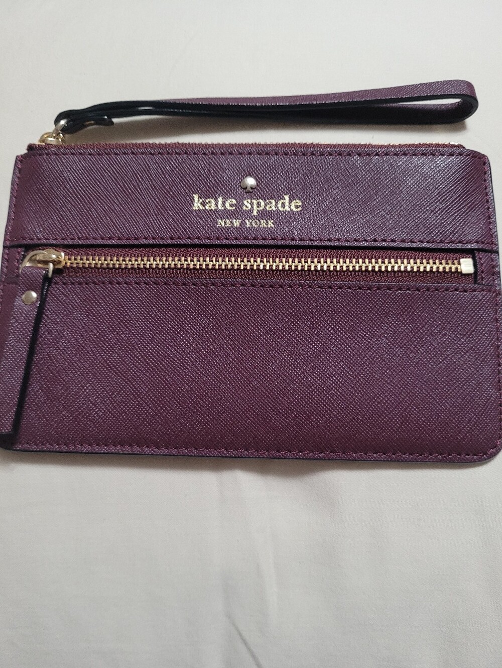 kate spade Purple Saffiano Leather Wristlet with Gold Hardware
